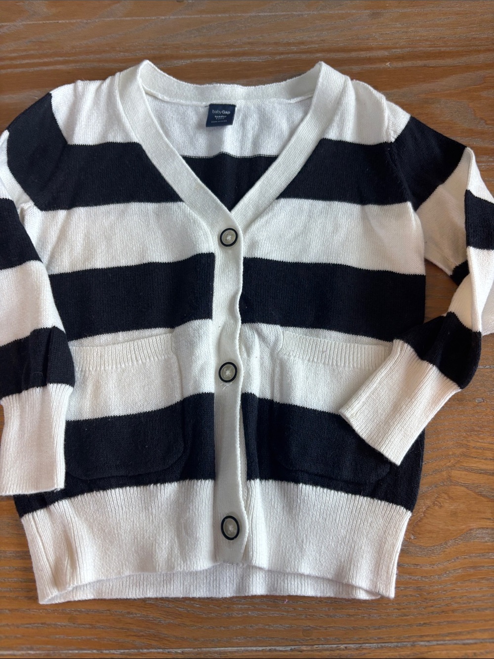 GAP Black & White Striped V-Neck Cardigan